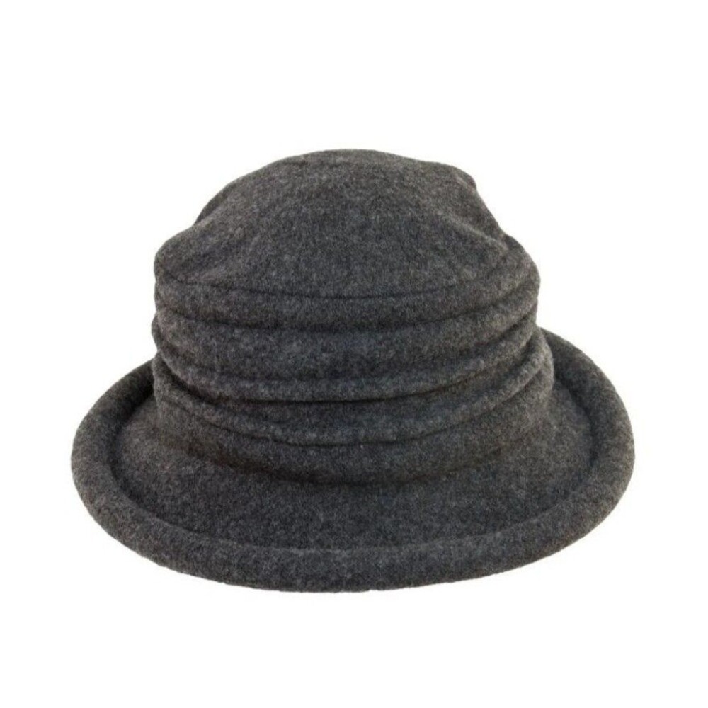 Scala Packable Tula Boiled Wool Cloche Hat Charcoal Grey Retail $60